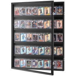 VEVOR 24.3X30.5X2.1 In 35 Graded Sports Card Display Case, Baseball Card Display Frame \w 98% Uv Protection Clear View PC Glass, Lockable Wall