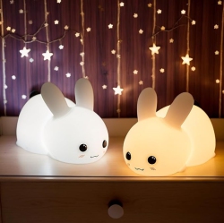 HTUTWOO Rechargeable Touch Control Bunny Night Light for Kids, 1200Mah Soft Nursery Lamp With 3 Brightness Levels, Eye Protection(Bunny)
