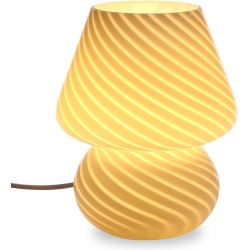 YOULIGHTS Mushroom Lamp, Glass Table Bedside Translucent Murano Vintage Style Striped Small Night Light Swirl for Ambient, Kids, Bedroom, Living (Stripe