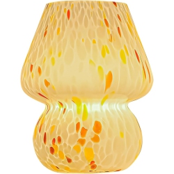 YOULIGHTS Mushroom Lamp Glass Table Lamp Vintage Style Translucent Striped Night Light Dimmable Bedside Lamp \w 3 Color Modes for Bedroom(Multicolor)