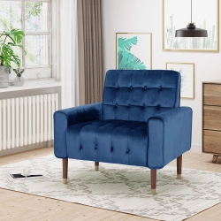 YOULIGHTS Comfy Armchair With Tufted Back, Modern for Living Room, Bedroom And Study (Blue)