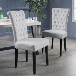 YOULIGHTS Upholstered Dining Chairs With Button-Tufted Diamond Stitching And Flared Backs for Dining Rooms And Offices (Set Of Two)