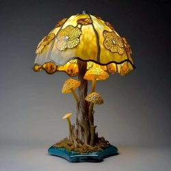 YOULIGHTS Stained Plant Series Table Lamp, Vintage Mushroom Table Lamp, Colorful Bohemian Resin Led Night Light Decorative for Bedroom Living Room