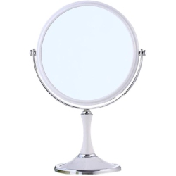 NESDCC Large European Fashion Dressing Cosmetic Make-Up 3X Magnifying Double-Sided Table Mirror, Elliptical Mirror(White)