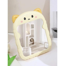 NESDCC 7.9 6.3In, Portable Folding Vanity Mirror, Table Wall Hanging Dual-Purpose Mirror(Color:beige)