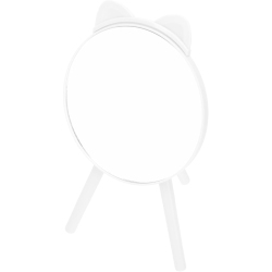 NESDCC Fashion Makeup Mirror Stickers Boys And Girls Round Mirror Tripod Based Design Mirror Practical for Dormitory(White)