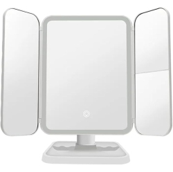 NESDCC Vanity Mirror With Lights, 2X 3X 10X Magnification, Touch Control, Trifold Makeup Mirror, Dual Power Supply, Portable Led Vanity Mirror(White)