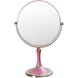 NESDCC Cosmetic Mirror Makeup Vanity Mirror, Desktop Two-Sided Beauty Mirror 3X Magnification Cosmetic Mirror 360° Swivel Bathroom Mirror (Pink)