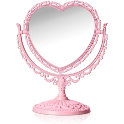 NESDCC Heart Vanity Mirror 360 Degree Swivel Makeup Mirror Aesthetic Mirror Double Sided Table Desk Countertop Mirror for Bathroom Bedroom