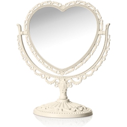 NESDCC Heart Vanity Mirror 360 Degree Swivel Makeup Mirror Aesthetic Mirror Double Sided Table Desk Countertop Mirror for Bathroom Bedroom