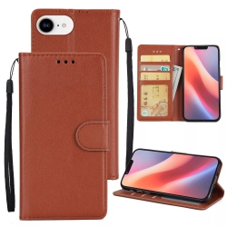 CSMART [Cs] Magnetic Card Slot Leather Folio Wallet Flip Case Cover for Iphone 16E In Brown