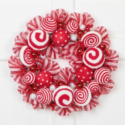 NORTHLIGHT Peppermint And Berries Christmas Wreath - 20" - Unlit