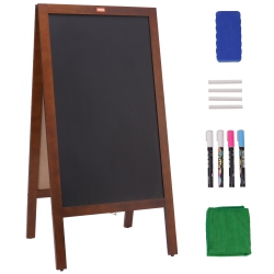 VEVOR 20"x40" A Frame Chalkboard Sign, Double-Sided Sidewalk Signs, Freestanding Vintage Wooden Chalk Board \w Chalks & Magnetic Eraser, Rustic