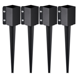 VEVOR Fence Post Anchor Ground Spike, 4 Pack 24 X 4 X 4 Inches Outer Diameter (Inner Diameter 3.5 X3.5 Inches), Metal Powder Coated Post Stake