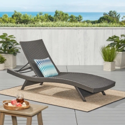YOULIGHTS Outdoor Rattan Adjustable Lounge Chair, Polyester Rattan Chair With Waterproof Cushion for Porch, Backyard And Patio