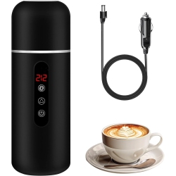 MYACUC Electric Travel Kettle, 12V/24V Car Coffee Warmer Kettle, Portable Hot Water Boiler, Small Hot Water Warmer \w Temperature Adjustable for Tea