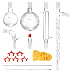 VEVOR 3.3 Borolab Distillation Kit, Lab Glassware Distillation Kit \w 24, 40 Joint, 1000Ml Essential Oil Distillation Apparatus Kit, 14 PCs Set Of