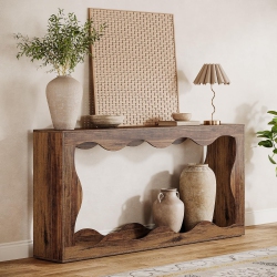 TRIBESIGNS 63 Inches Farmhouse Console Table With Storage, Sofa Console Table