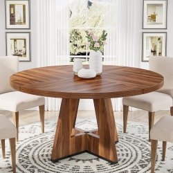 TRIBESIGNS Round Dining Table Wood Kitchen Table for Dining Room, 47 In Dinning Room Tables for 4 Man