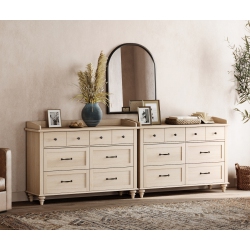 WAMPAT Set Of 2 Kids Dresser \w 12 Drawers, 2-In-1 Baby Dresser for Bedroom & Kids Room, Rustic Chests & Dressers Wooden Closet Organizer For