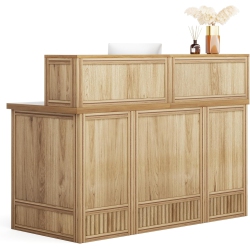 TRIBESIGNS Reception Desk With Counter, 57-Inch Rustic Front Desk Receptionist Table