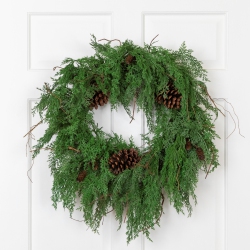 NORTHLIGHT Pine Cones And Cedar Artificial Christmas Wreath - 26" - Unlit