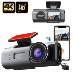 GREEN SCENIC 4K+1080 Dual Dash Cam \w Wifi, Mini Hidden Front And Rear Cameras \w Night Vision, HD Wide Angle, Loop Recording, G-Sensor, And Parking