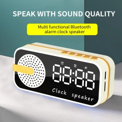 GREEN SCENIC Led Lcd Screen New Portable Speaker Mini Shock Bass Speaker With Alarm Clock, Suitable for Home And Dormitory, Etc. In White