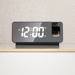 GREEN SCENIC Projector Alarm Clock Led Display Digital Projection Alarm Clock Silent Mirror USB Office Clock \w 180° Projector for Bedroom Digital