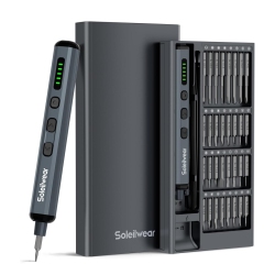 SOLEILWEAR Mini Electric Screwdriver Set, 70-In-1 Rechargeable Precision Screwdriver Cordless \w 5 Torque Settings, Led Lights, Power Repair Tool Kit