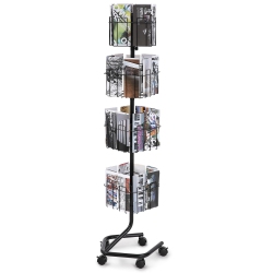 VEVOR 4-Tier 32 Pockets Brochure Display Rack, Rotating Magazine Literature Display Stand for Postcards, 360° Spinning Greeting Cards Rack \w 5