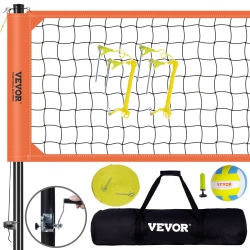 VEVOR Outdoor Portable Volleyball Net System, Adjustable Height Aluminum Poles, Professional Volleyball Set \w Pvc Volleyball, Pump, Carrying Bag