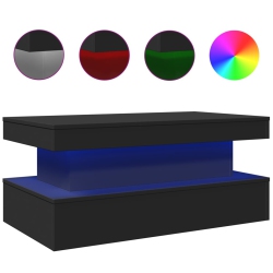 VIDAXL Coffee Table With Led Lights 90X50X40 Cm In Black