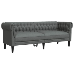 VIDAXL Chesterfield Sofa 3-Seater Dark Fabric In Grey