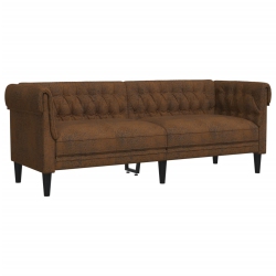 VIDAXL Chesterfield Sofa 3-Seater Fabric In Brown
