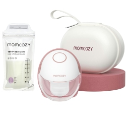 MOMCOZY Breastmilk Storage Bags 120PCs & M6 Mobile Style Breast Pump Hands-Free 3 Modes And 9 Levels, 24Mm