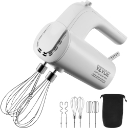 VEVOR 5-Speed Digital Electric Hand Mixer, 200W Portable Electric Handheld Mixer, \w Turbo Boost Beaters Dough Hooks Whisk Storage Bag, Baking