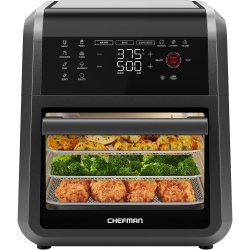 CHEFMAN 12-Qt 6-In-1 Air Fryer Oven – Rotisserie, Dehydrator, 12 Presets, Touchscreen, Family Size, Dishwasher-Safe, Black