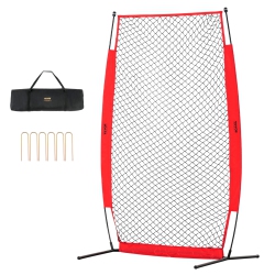VEVOR 7X4 Ft I Screen Baseball for Batting Cage, Baseball & Softball Safety Screen, Batting Screen \w Carry Bag & Ground Stakes, Baseball Pitching