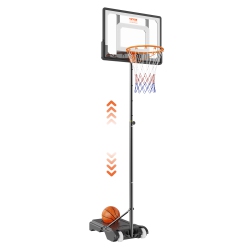 VEVOR 5-7 Ft Basketball Hoop, Adjustable Height Portable Backboard System, 32 Inch Basketball Hoop & Goal, Kids & Adults Basketball Set \w Wheels
