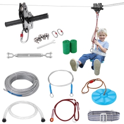 VEVOR 120 Ft Zipline Kit for Kids And Adult, Zip Line Kits Up to 500 Lb, Setup Zipline, Playground Entertainment \w Stainless Steel Zipline, Spring