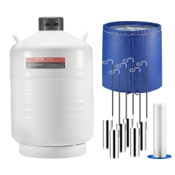 VEVOR 30 L Liquid Nitrogen Tank, Aluminum Alloy Liquid Nitrogen Container, Ln2 Tank Dewar \w 6 Canisters And Carry Bag \w Straps, Cryogenic Tank For