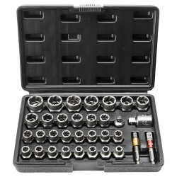 VEVOR 29-Piece Bolt Extractor Set, Bolt And Nut Remover Set, 6MM to 10Mm, 13/32" to 3/4", Cr-Mo Steel Extraction Socket Set \w Storage Case, For