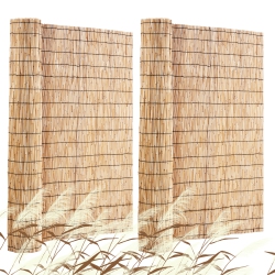 VEVOR 4 Ft X 16.4 Ft, Natural Reed Fencing, 2 Pack Reed Screen Curtain Balcony Reed Fence Roll for Outdoor Backyard Patio, Decorative Fence For