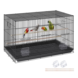 VEVOR 30 Inch Bird Cage, Metal Large Parakeet Cages for Cockatiels Small Parrot Budgies Lovebirds Canaries, Pet Bird Cage With Rolling Stand And Tray