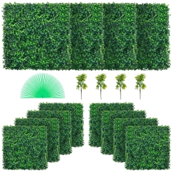 VEVOR 12PCs 20X20Inch Artificial Boxwood Panels, Boxwood Hedge Wall Panels, Artificial Grass Backdrop Wall 1.6", Privacy Hedge Screen Uv Protected For