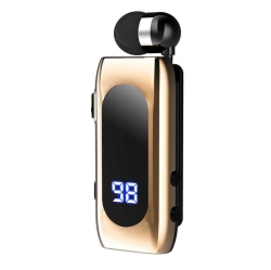 GREEN SCENIC Lavalier Retractable Hands-Free Wireless Bluetooth Headset Pull-Wire Smart Bluetooth Headset Sports Single Ear In-Ear In Gold