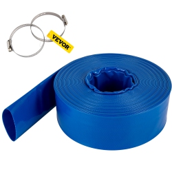 VEVOR 2" X 105' Discharge Hose, Pvc Fabric Lay Flat Hose, Heavy Duty Backwash Drain Hose \w Clamps, Weather-Proof & Burst-Proof, Ideal for Swimming