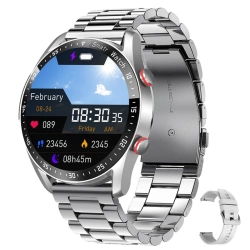 GREEN SCENIC Ecg+Ppg Smart Watch Bluetooth Call Music Player Men's Watch Sports Waterproof Luxury Smart Watch Steel Belt In Silver