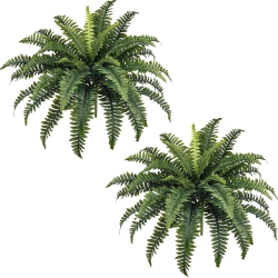 PRISMI Luxurious 35" Ferns Artificial Bush Plants Large, 2 Artificial Boston Ferns With 39 Fronds for Outdoors Home Decor